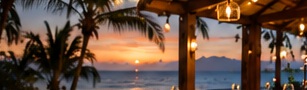 Terraza de restaurante al atardecer · Imagen ilustrativa generada con IA